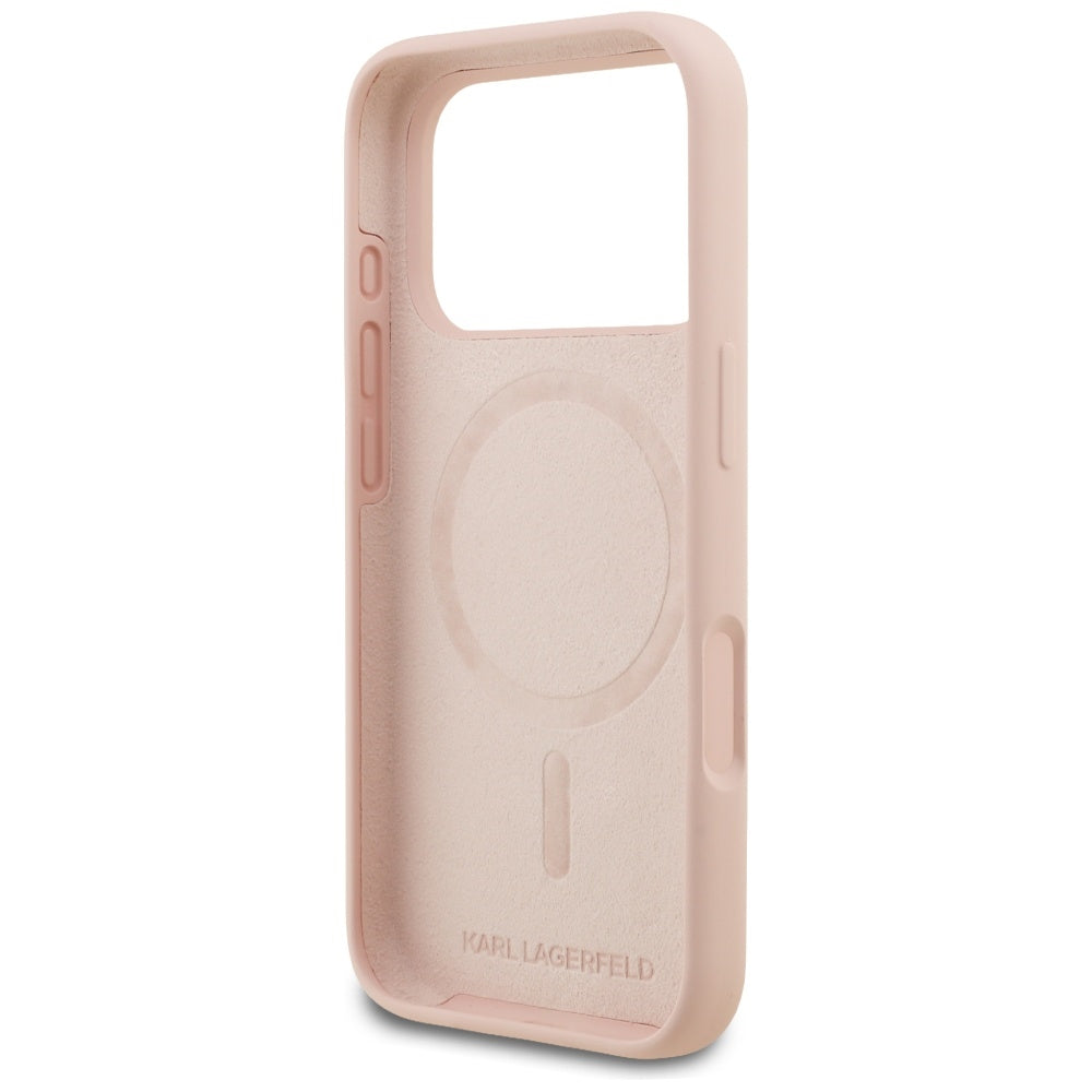 Hülle für Apple iPhone 17 Pro Max, Karl Lagerfeld, Sketch und Logo Karl, Rosa