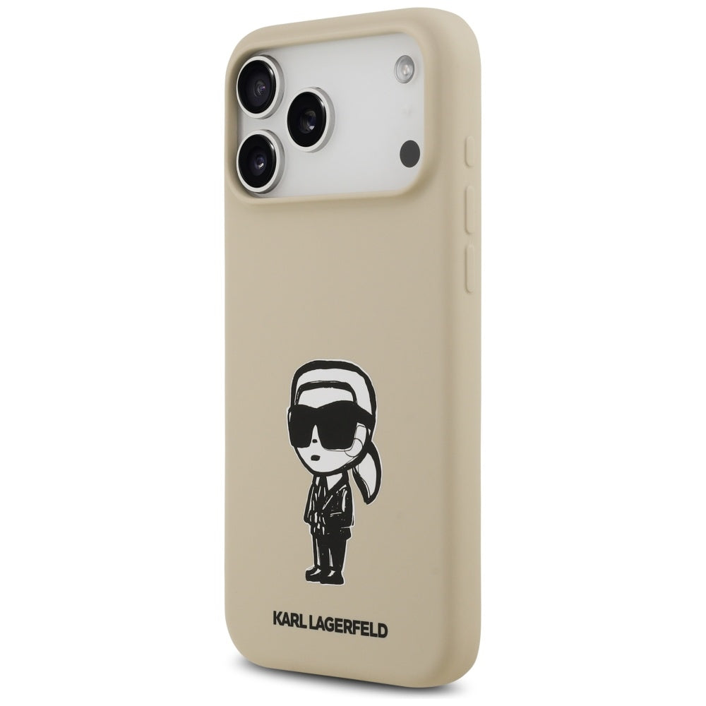 Hülle für Apple iPhone 17 Pro Max, Karl Lagerfeld, Sketch und Logo Karl, Braun
