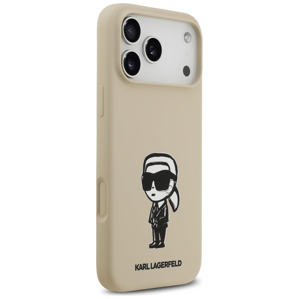 Hülle für Apple iPhone 17 Pro Max, Karl Lagerfeld, Sketch und Logo Karl, Braun