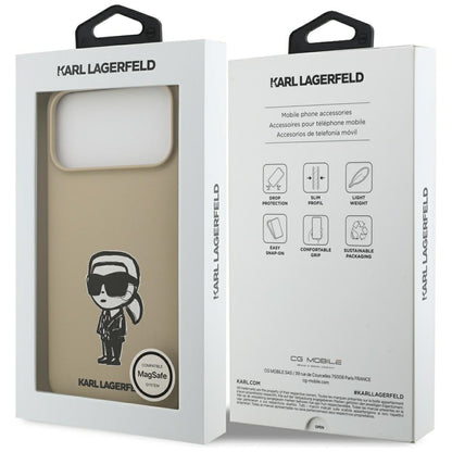 Hülle für Apple iPhone 17 Pro Max, Karl Lagerfeld, Sketch und Logo Karl, Braun