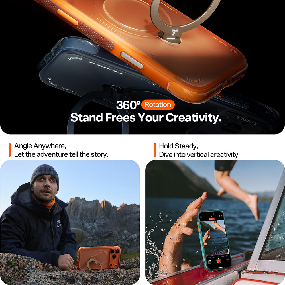 Hülle für Apple iPhone 17 Pro Max, Torras, Ostand Spin Air, Blau