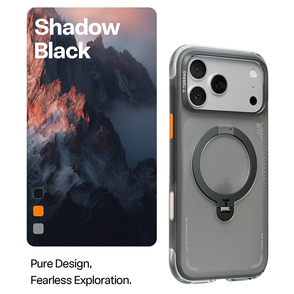 Hülle für Apple iPhone 17 Pro Max, Torras, Ostand Spin Air, Grau