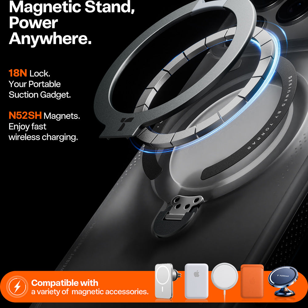 Hülle für Apple iPhone 17 Pro Max, Torras, Ostand Spin Air, Grau