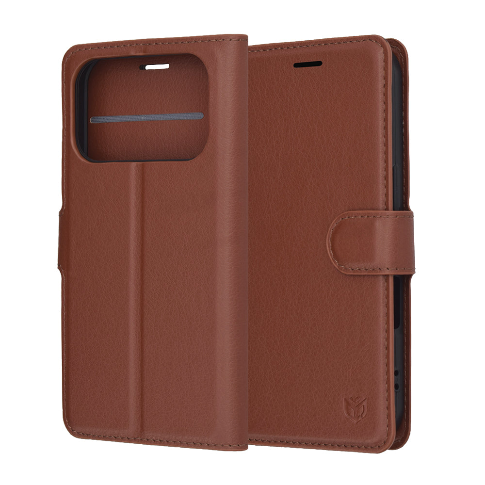 Hülle für Apple iPhone 17 Pro, Techsuit, Leather Folio, Braun