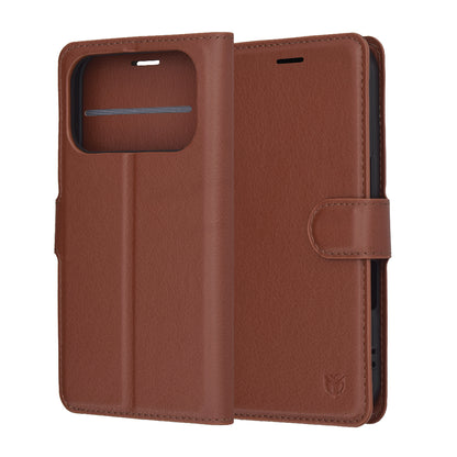 Hülle für Apple iPhone 17 Pro, Techsuit, Leather Folio, Braun