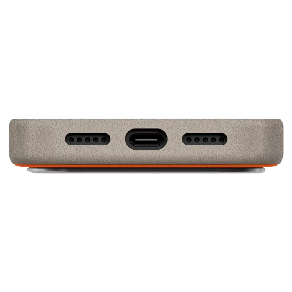 Hülle für Apple iPhone 17 Pro, UNIQ, Lyden Leatherette, Beige Orange