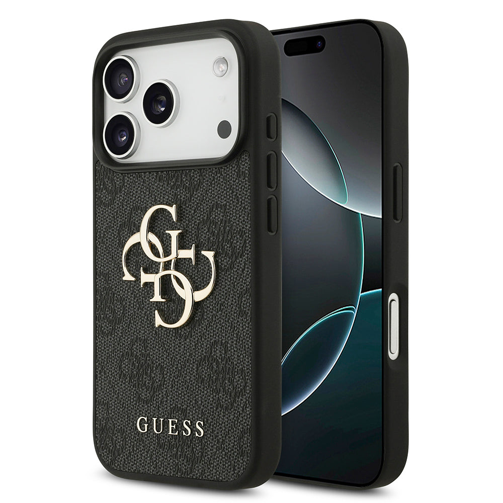 Hülle für Apple iPhone 18 Pro / 17 Pro, Guess, 4G Big Logo, Schwarz