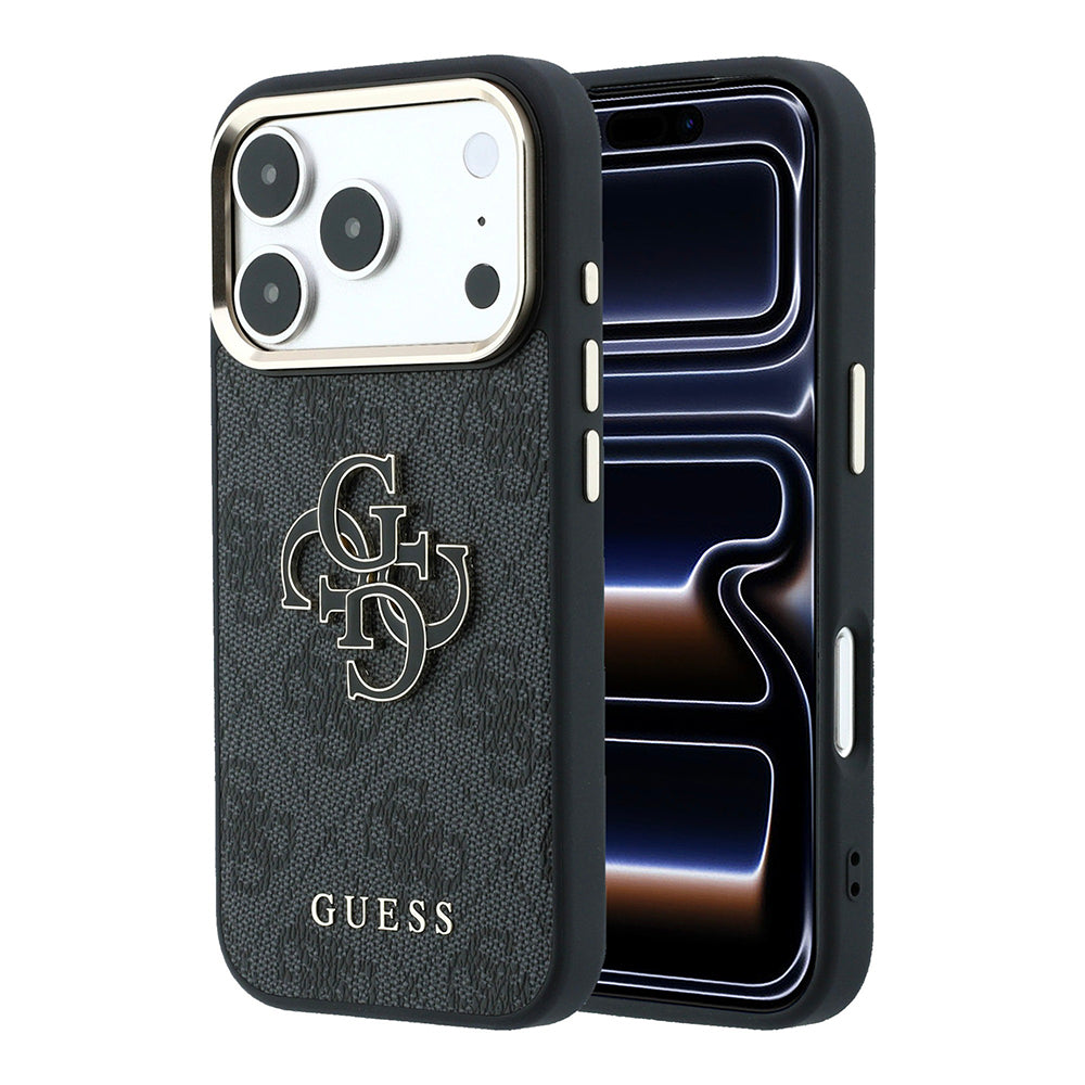 Hülle für Apple iPhone 18 Pro / 17 Pro, Guess, 4G Big Resin Logo, Schwarz