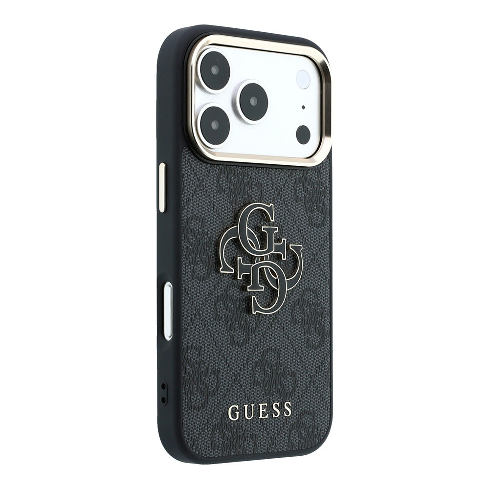 Hülle für Apple iPhone 18 Pro / 17 Pro, Guess, 4G Big Resin Logo, Schwarz