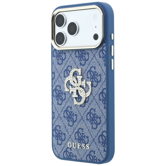 Hülle für Apple iPhone 18 Pro / 17 Pro, Guess, 4G Big Strass Logo, Blau