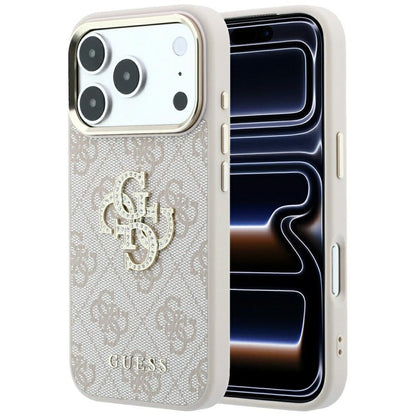 Hülle für Apple iPhone 18 Pro / 17 Pro, Guess, 4G Big Strass Logo, Rosa