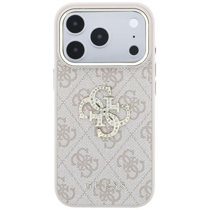 Hülle für Apple iPhone 18 Pro / 17 Pro, Guess, 4G Big Strass Logo, Rosa