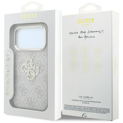 Hülle für Apple iPhone 18 Pro / 17 Pro, Guess, 4G Big Strass Logo, Rosa