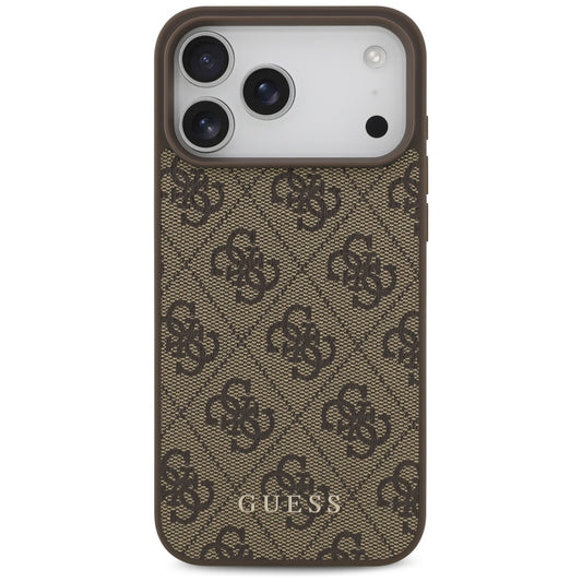 Hülle für Apple iPhone 18 Pro / 17 Pro, Guess, 4G Classic Logo, Braun