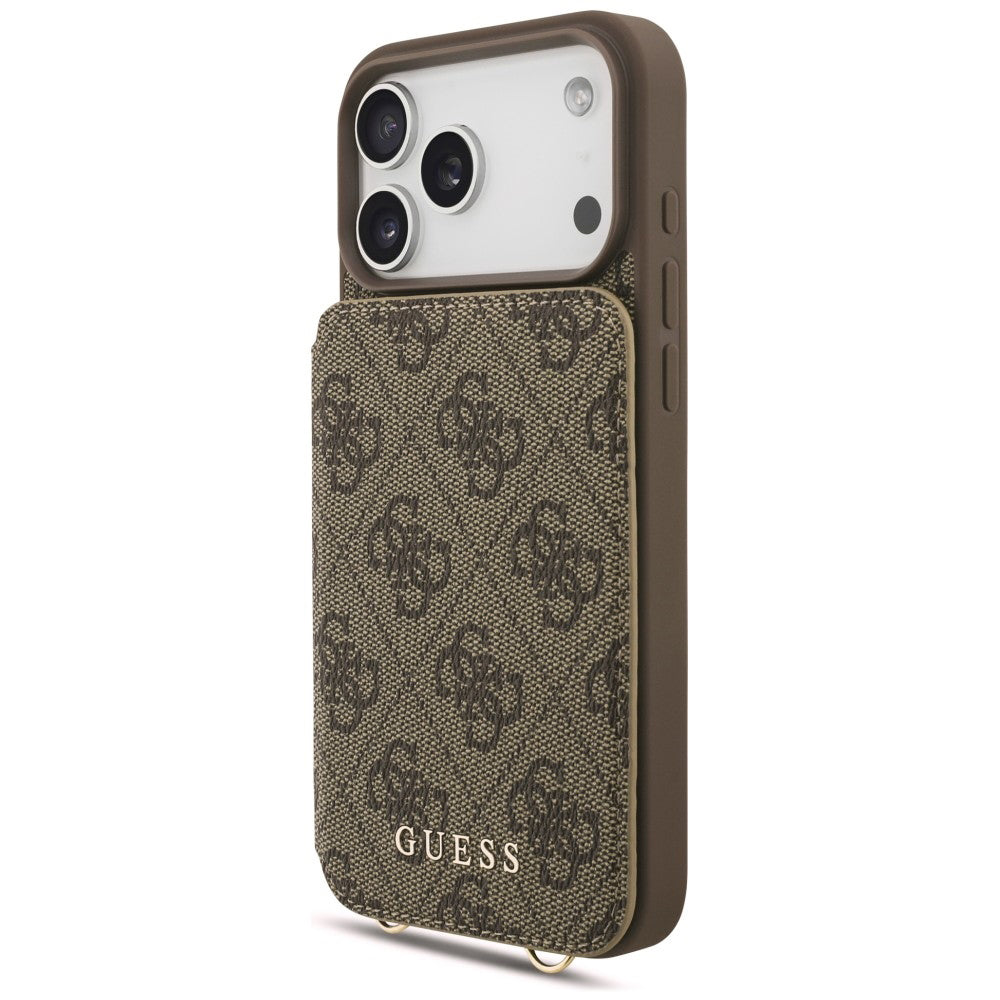 Hülle für Apple iPhone 18 Pro / 17 Pro, Guess, 4G Crossbody Cardslot, Braun