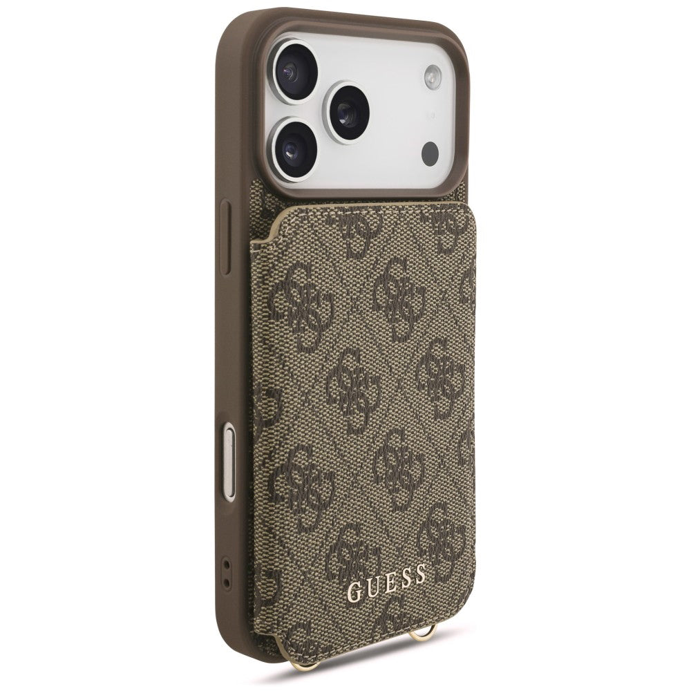 Hülle für Apple iPhone 18 Pro / 17 Pro, Guess, 4G Crossbody Cardslot, Braun