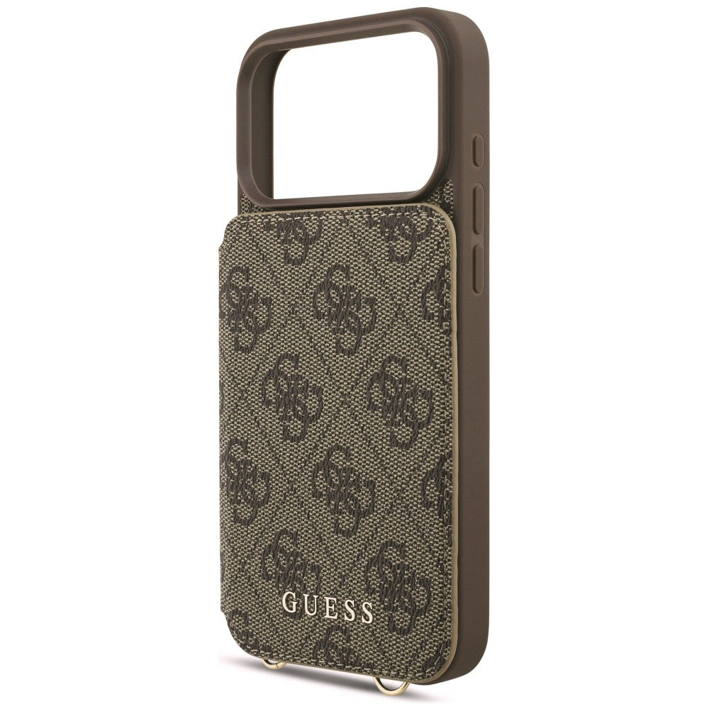 Hülle für Apple iPhone 18 Pro / 17 Pro, Guess, 4G Crossbody Cardslot, Braun