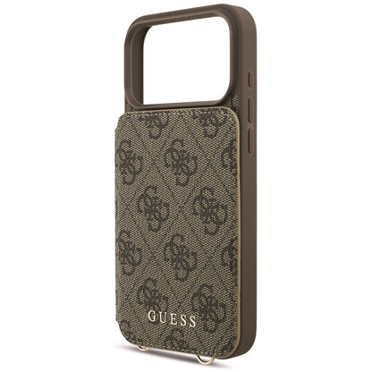Hülle für Apple iPhone 18 Pro / 17 Pro, Guess, 4G Crossbody Cardslot, Braun