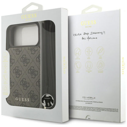 Hülle für Apple iPhone 18 Pro / 17 Pro, Guess, 4G Crossbody Cardslot, Braun