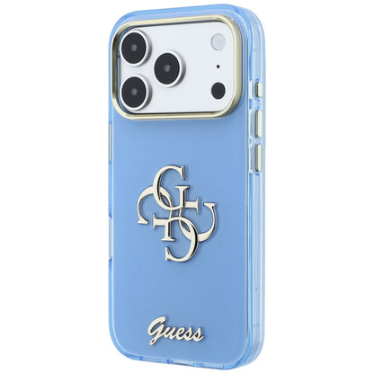 Hülle für Apple iPhone 18 Pro / 17 Pro, Guess, IML 4G Metal Script, Blau