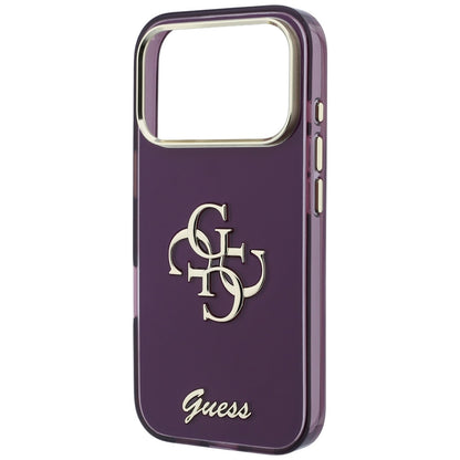Hülle für Apple iPhone 18 Pro / 17 Pro, Guess, IML 4G Metal Script, Weinrot