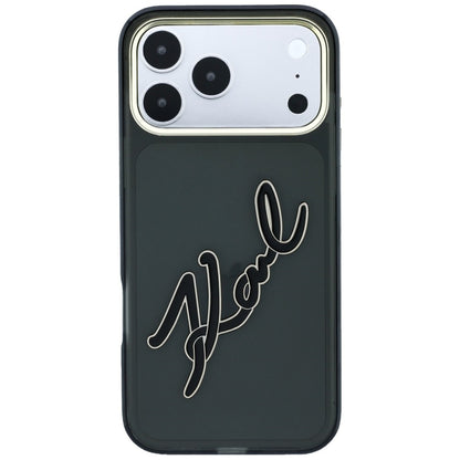 Case for Apple iPhone 18 Pro / 17 Pro, Karl Lagerfeld, IML Big Signature Resin Logo and Metal Frame, Black