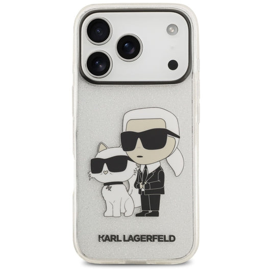Hülle für Apple iPhone 18 Pro / 17 Pro, Karl Lagerfeld, IML Glitter Karl and Choupette NFT, transparent