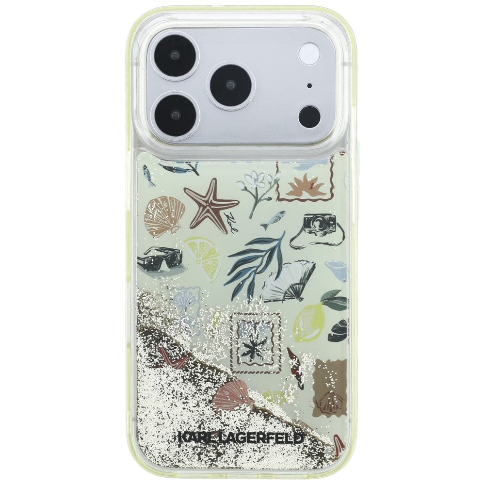 Hülle für Apple iPhone 18 Pro / 17 Pro, Karl Lagerfeld, Liquid Glitter Beach and Sand, Beige