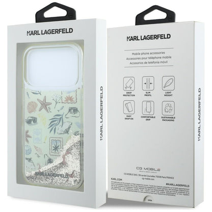Hülle für Apple iPhone 18 Pro / 17 Pro, Karl Lagerfeld, Liquid Glitter Beach and Sand, Beige