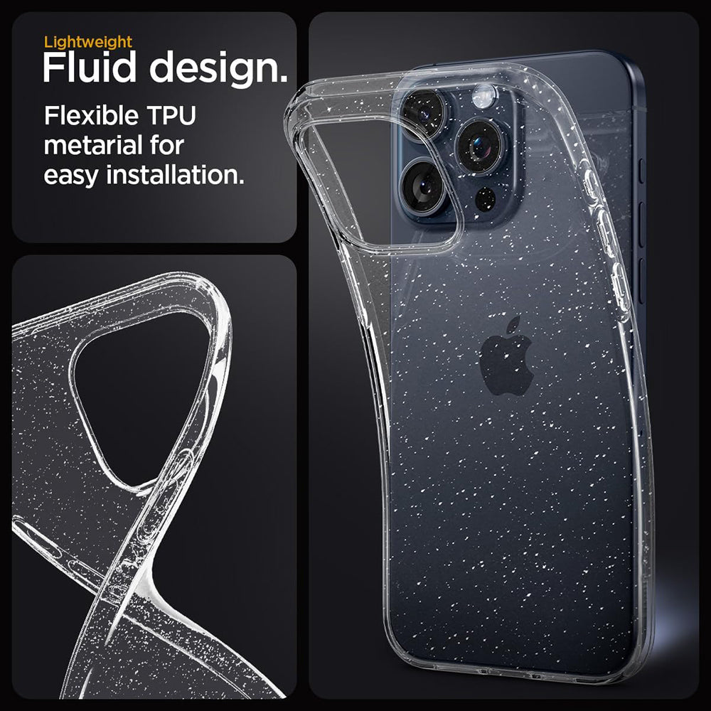 Hülle für Apple iPhone 18 Pro / 17 Pro, Techsuit, SparkleSkin, Transparent