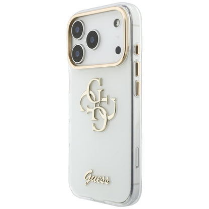 Hülle für Apple iPhone 18 Pro, Guess, IML 4G Metal Script, Weiß