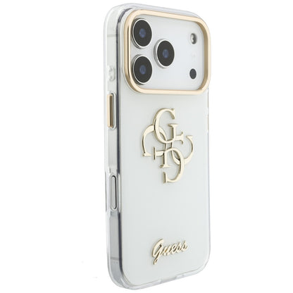 Hülle für Apple iPhone 18 Pro, Guess, IML 4G Metal Script, Weiß