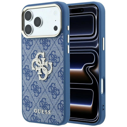 Hülle für Apple iPhone 18 Pro Max / 17 Pro Max, Guess, 4G Big Strass Logo, Blau