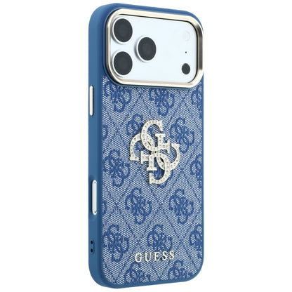 Hülle für Apple iPhone 18 Pro Max / 17 Pro Max, Guess, 4G Big Strass Logo, Blau