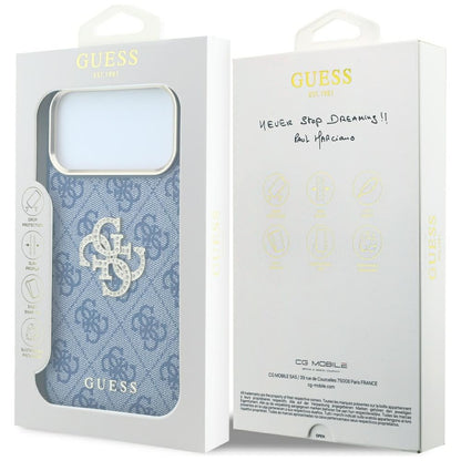 Hülle für Apple iPhone 18 Pro Max / 17 Pro Max, Guess, 4G Big Strass Logo, Blau