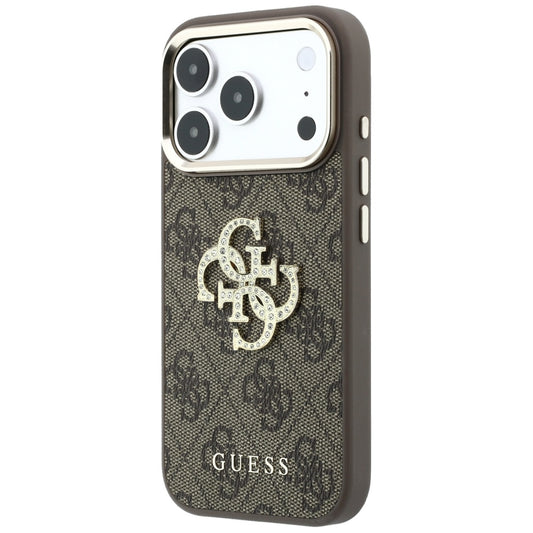 Hülle für Apple iPhone 18 Pro Max / 17 Pro Max, Guess, 4G Big Strass Logo, Braun