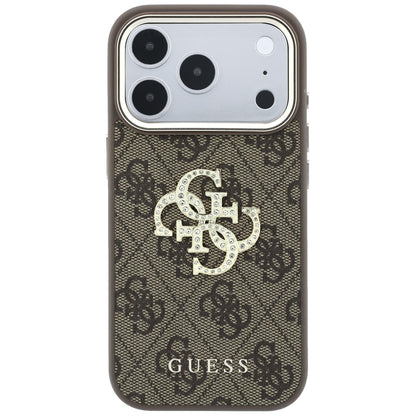 Hülle für Apple iPhone 18 Pro Max / 17 Pro Max, Guess, 4G Big Strass Logo, Braun