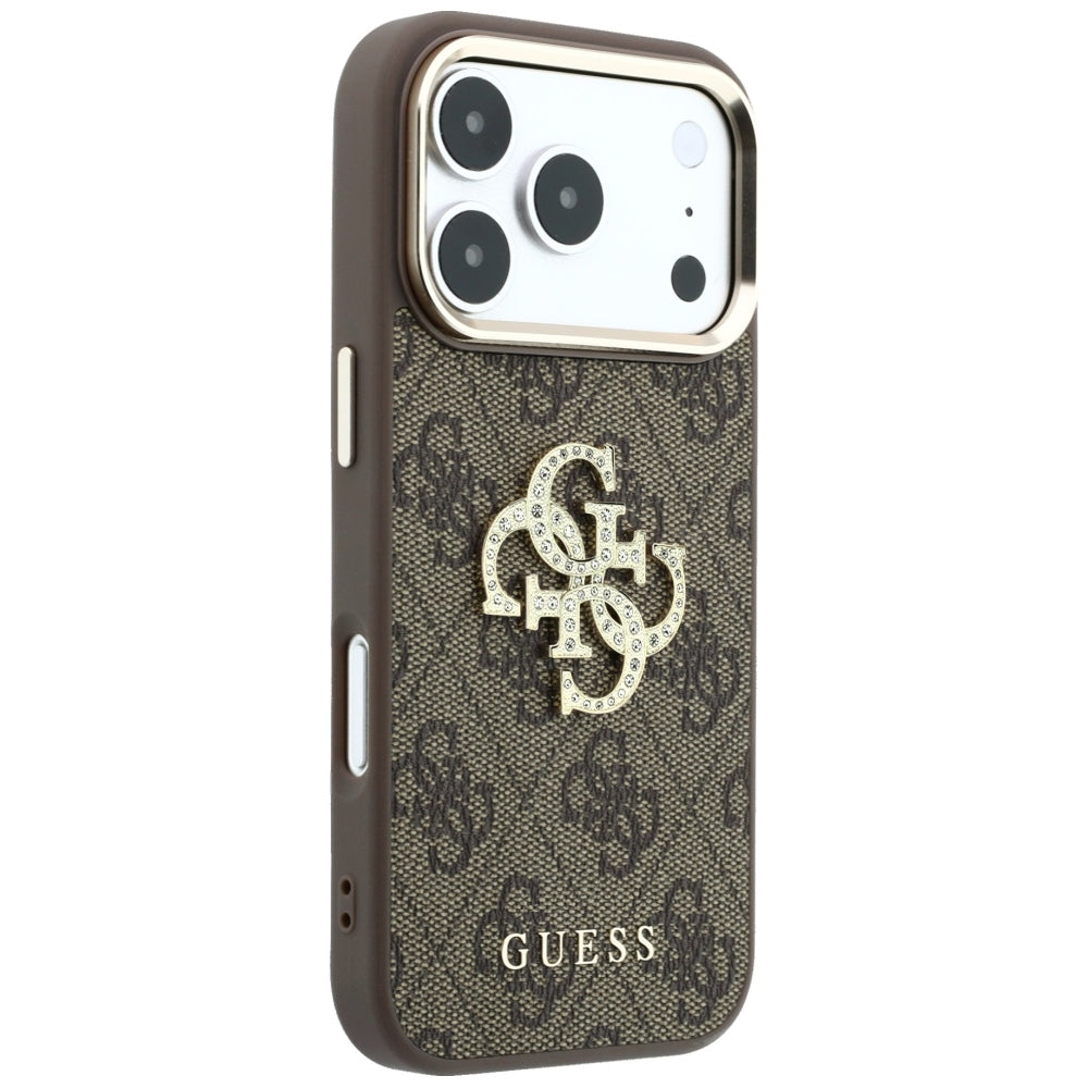 Hülle für Apple iPhone 18 Pro Max / 17 Pro Max, Guess, 4G Big Strass Logo, Braun