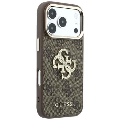 Hülle für Apple iPhone 18 Pro Max / 17 Pro Max, Guess, 4G Big Strass Logo, Braun