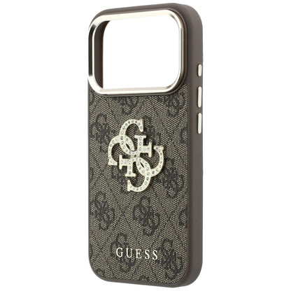 Hülle für Apple iPhone 18 Pro Max / 17 Pro Max, Guess, 4G Big Strass Logo, Braun