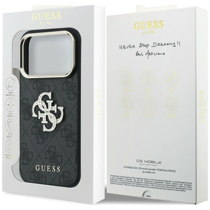 Hülle für Apple iPhone 18 Pro Max / 17 Pro Max, Guess, 4G Big Strass Logo, Schwarz