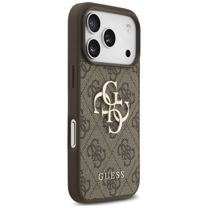 Hülle für Apple iPhone 18 Pro Max / 17 Pro Max, Guess, 4G Classic Logo mit Riemen, Braun
