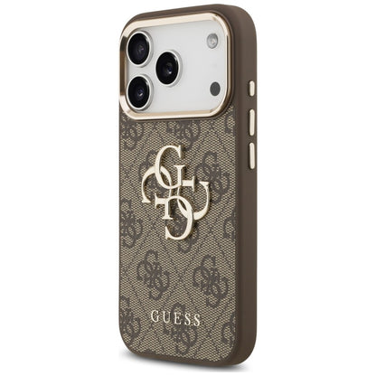 Hülle für Apple iPhone 18 Pro Max / 17 Pro Max, Guess, 4G Classic Logo mit Riemen, Braun Gold