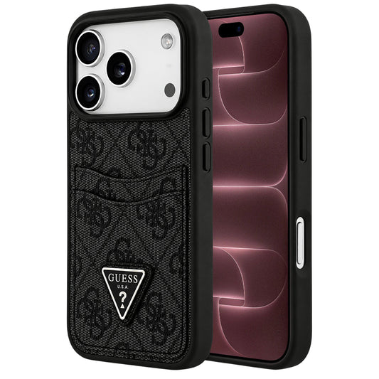 Hülle für Apple iPhone 18 Pro Max / 17 Pro Max, Guess, 4G Double Card Triangle, Schwarz
