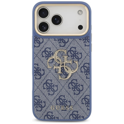 Hülle für Apple iPhone 18 Pro Max / 17 Pro Max, Guess, Big 4G Classic Logo & Big Strap Metal Buttons, Blau