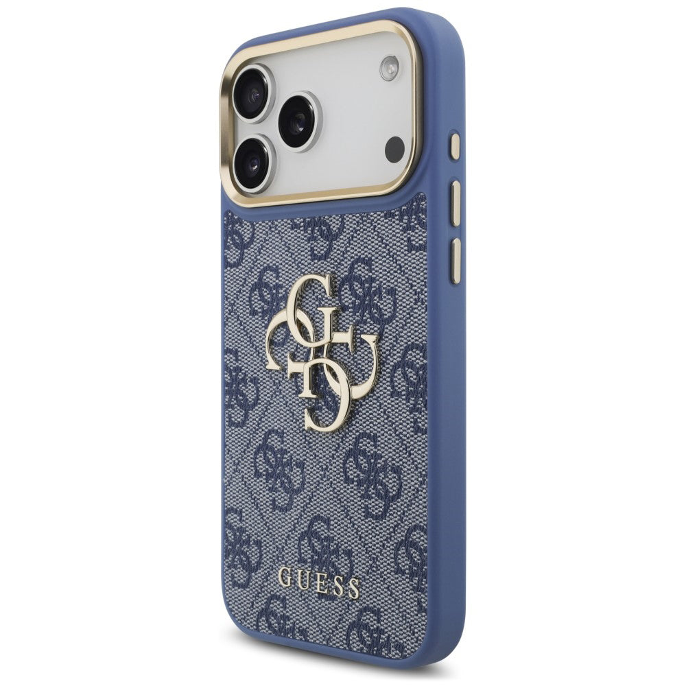 Hülle für Apple iPhone 18 Pro Max / 17 Pro Max, Guess, Big 4G Classic Logo & Big Strap Metal Buttons, Blau
