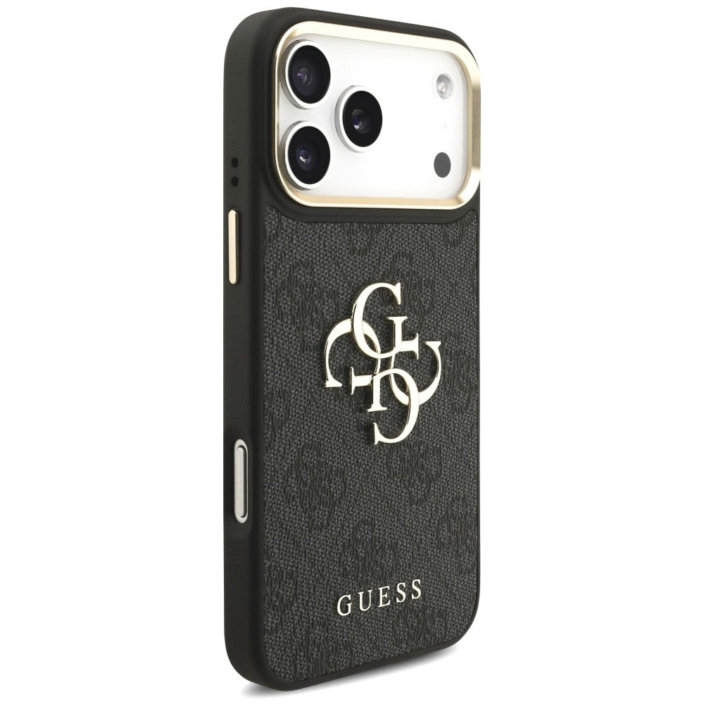 Hülle für Apple iPhone 18 Pro Max / 17 Pro Max, Guess, Big 4G Classic Logo & Big Strap Metal Buttons, Schwarz