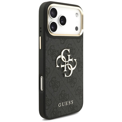 Hülle für Apple iPhone 18 Pro Max / 17 Pro Max, Guess, Big 4G Classic Logo & Big Strap Metal Buttons, Schwarz