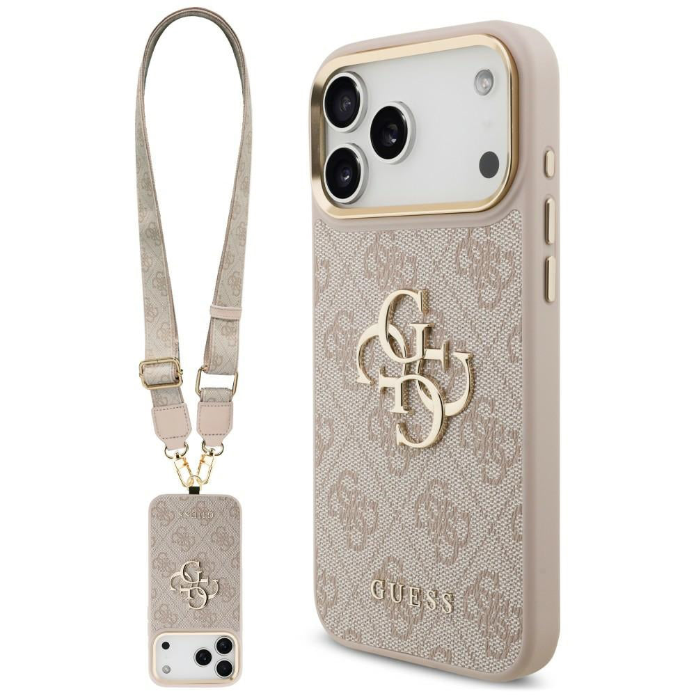 Hülle für Apple iPhone 18 Pro Max / 17 Pro Max, Guess, Big 4G Classic Logo & Big Strap Metal Buttons, Rosa