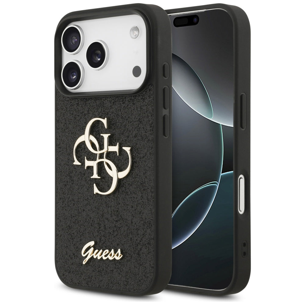 Case for Apple iPhone 18 Pro Max / 17 Pro Max, Guess, Fixed Glitter Big 4G, Black